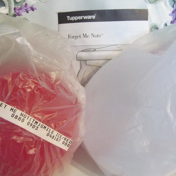 Tupperware Forget Me Not Round Fridge Hanging Containers 12oz Red & Ice Set of 2 - Picture 16 of 16